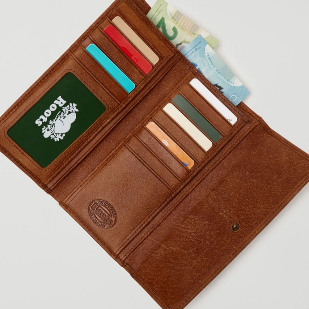 Roots Trifold Tribe Wallet 100% Genuine Leather - Picture 3 of 16